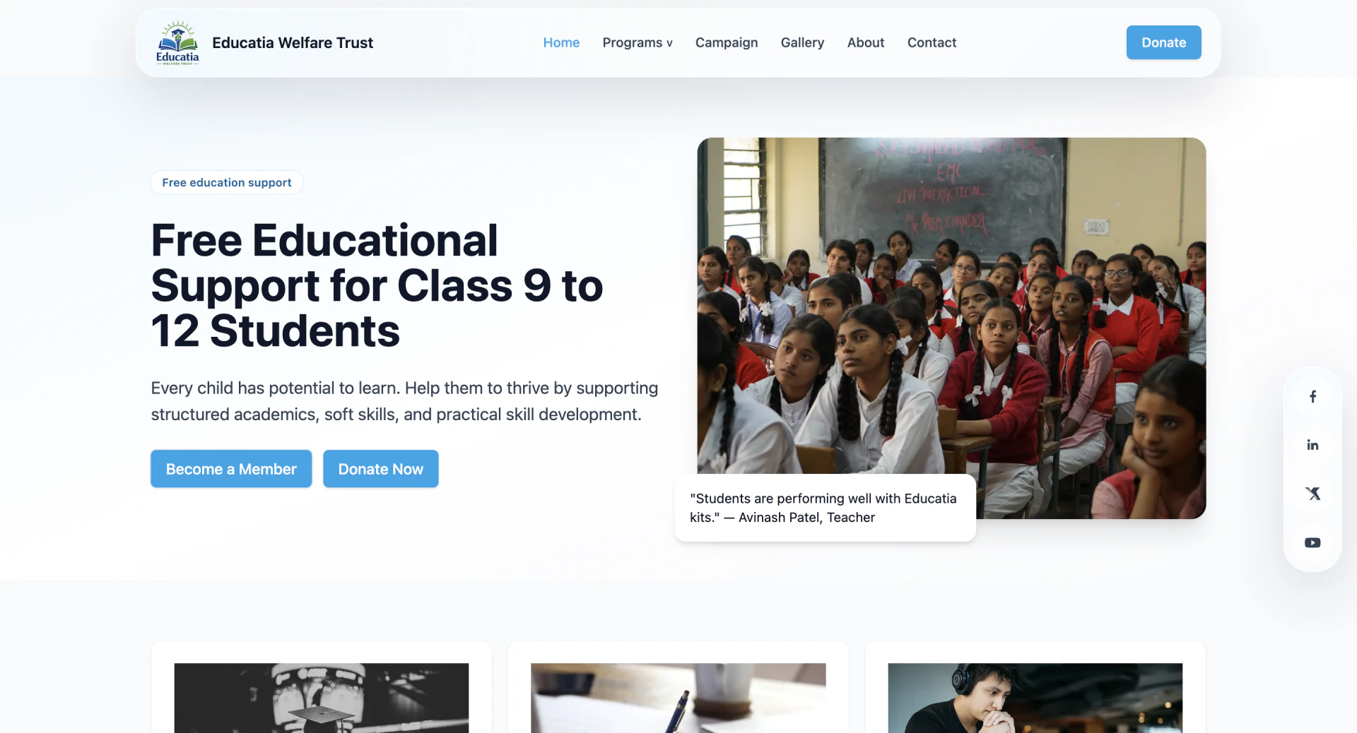 Educatia — Empowering Education interface