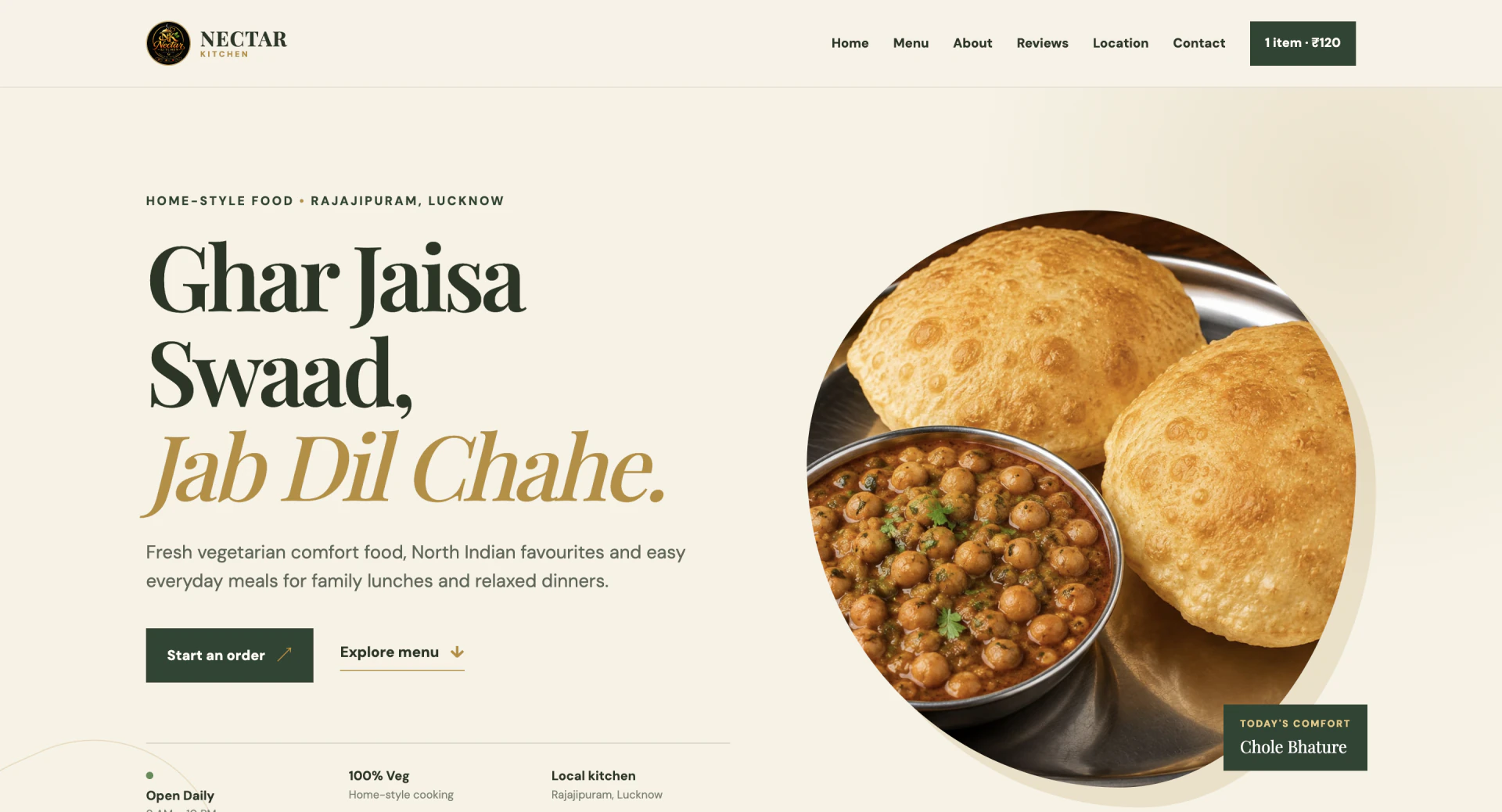 NectarKitchen — Digital-First Food Ordering interface